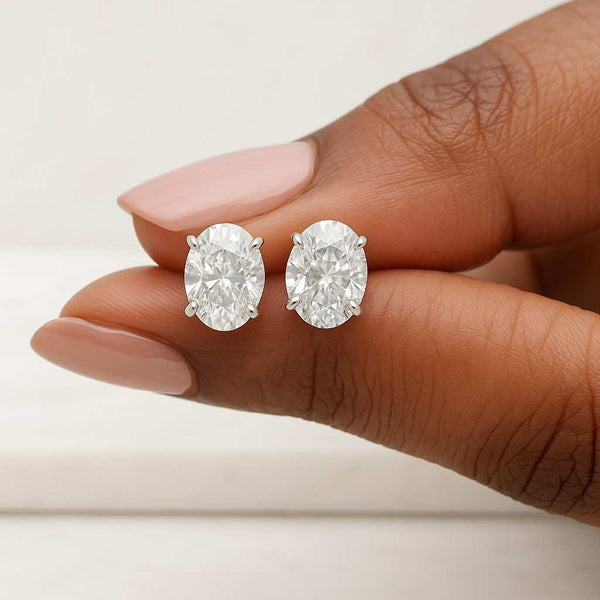 14K Oval Shaped Lab Diamond Stud Earrings IGI Certified Diamond Studs
