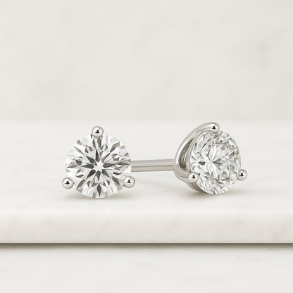 14K Portuguese Cut Lab-Grown Diamond Stud Earrings
