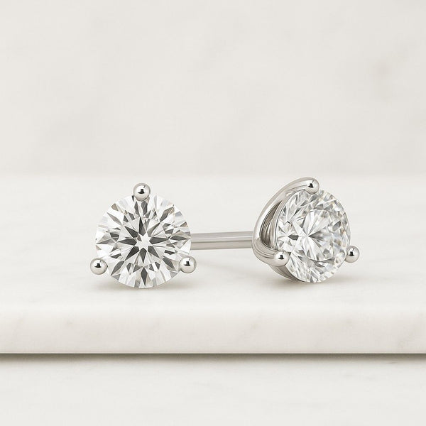 14K Portuguese Cut Lab-Grown Diamond Stud Earrings