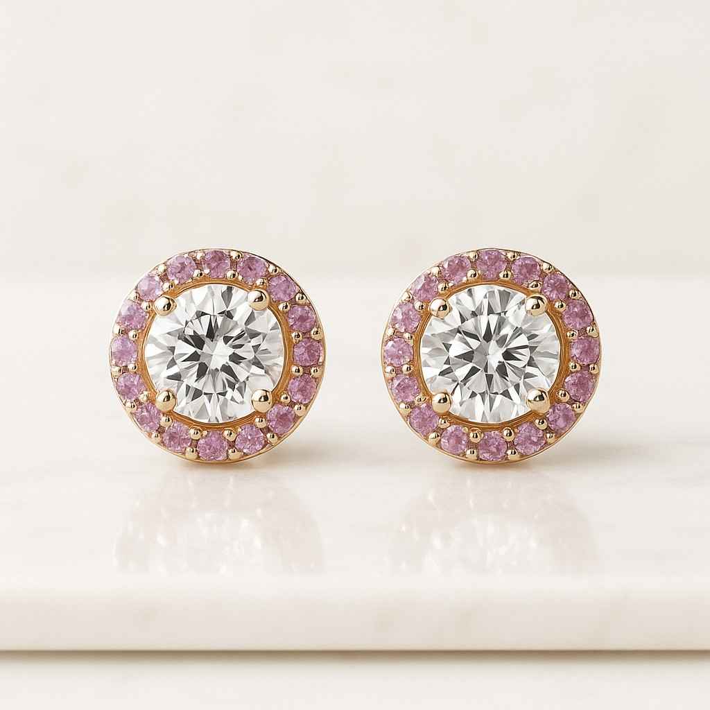 14K Portuguese Cut Lab-Grown Diamond Stud Earrings