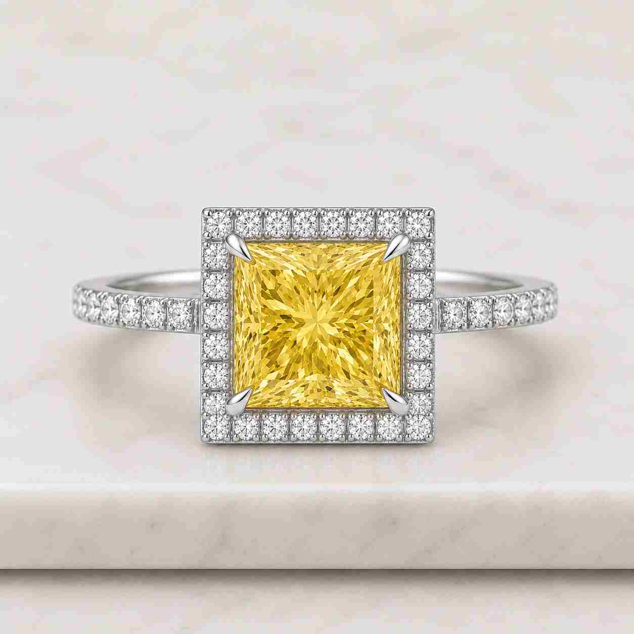 14k princess cut diamond engagement ring lab grown diamond ring proposal ring for her distance pave setting ring unique anniversary gift
