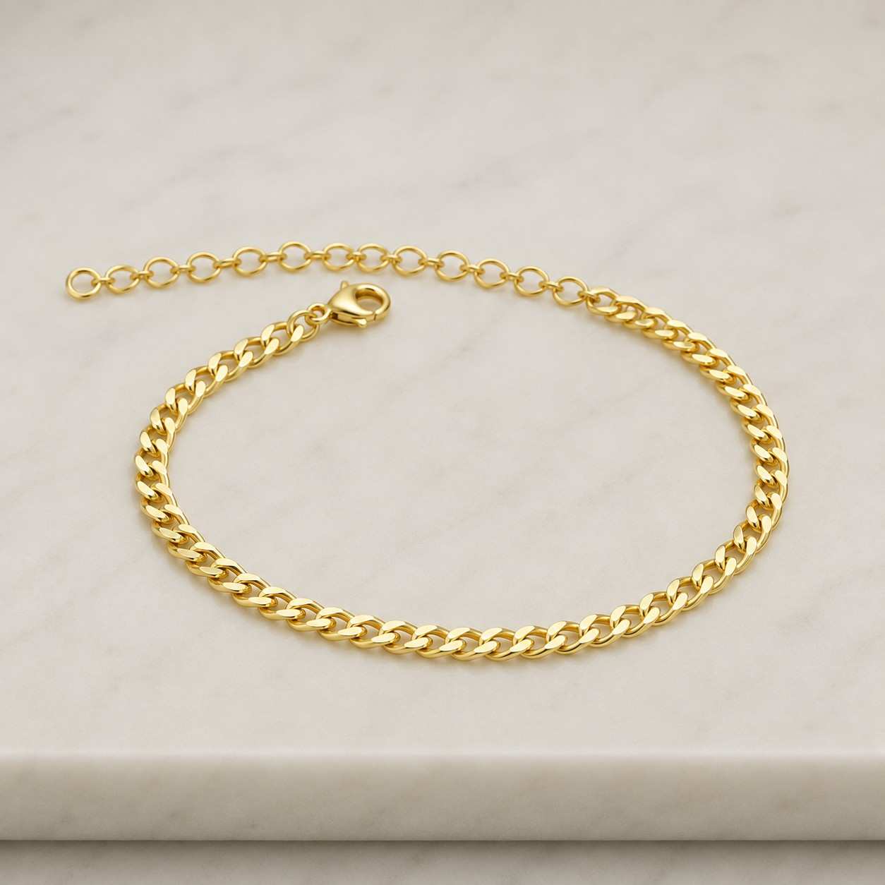 14k real gold cuban curb chain bracelet, hollow gourmet chain everyday bracelet, gift for her