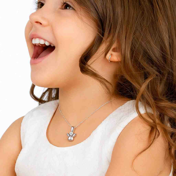 14K Real SOLID Gold Puffed Teddy Bear 14k Real Gold Cable Chain Necklace