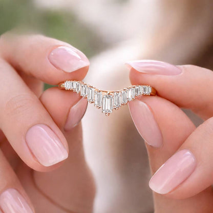 14K Rose Gold Band Moissanite Bridal Ring