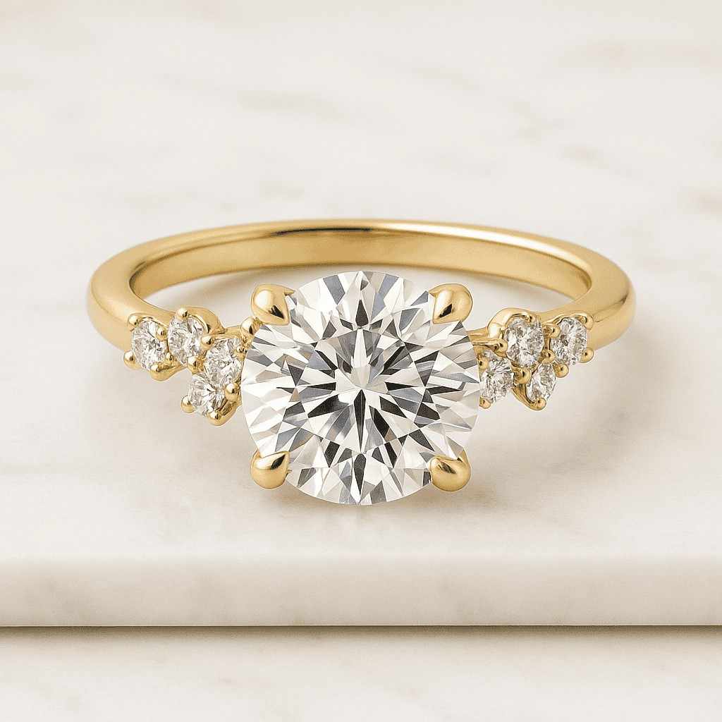 14K Rose Gold Bridal Ring Emerald Cut Moissanite Wedding Ring