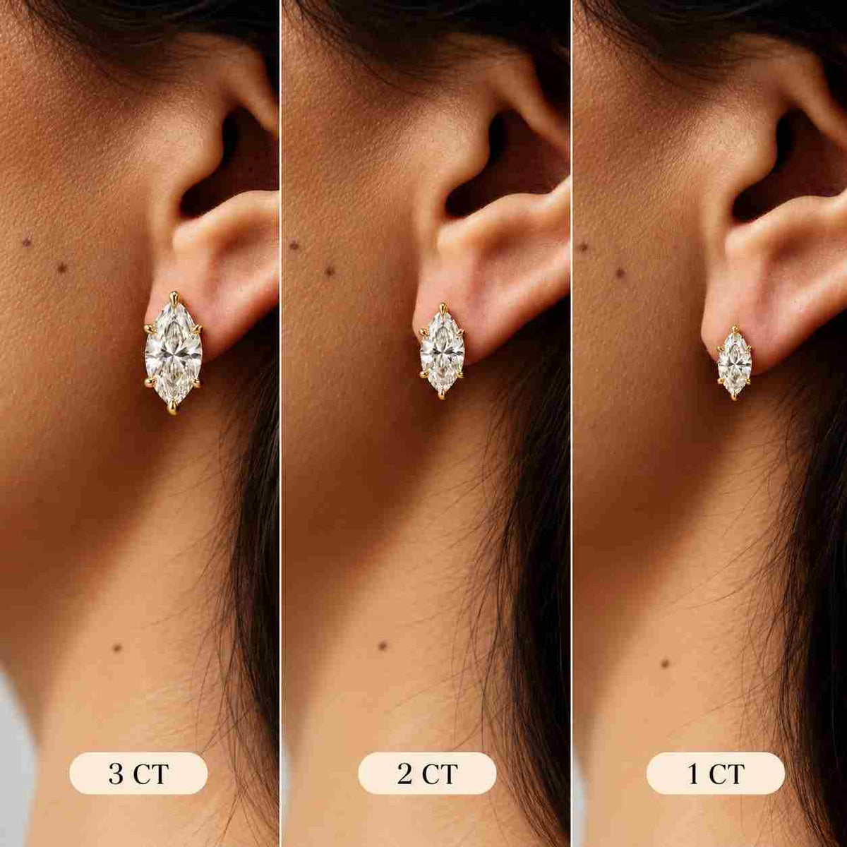 14k rose gold pear & marquise lab grown diamond stud earrings