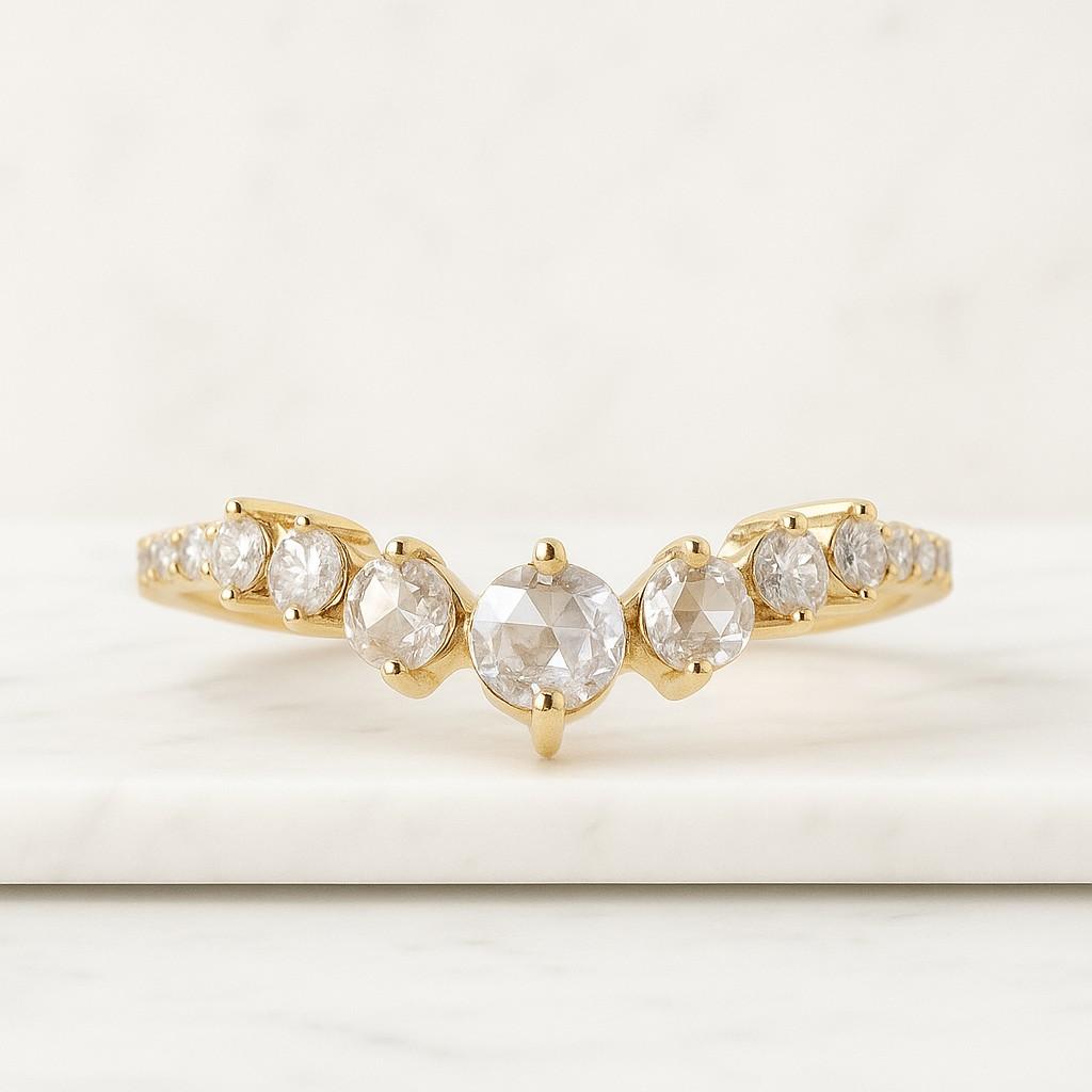 14k rose gold silver engagement ring gift for her round rose cut diamond wedding band for engagement ring