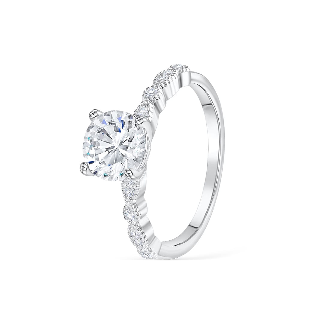 14K Round Cut Prong Set Half Eternity Diamond Ring