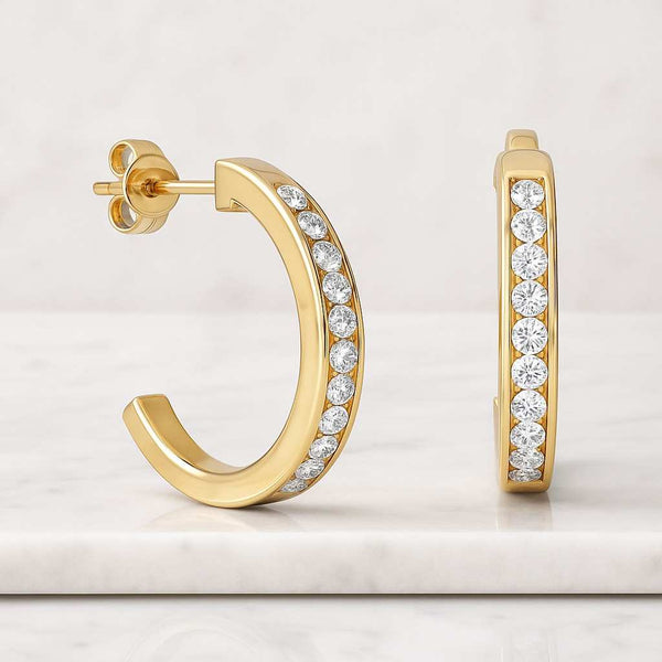 14K Round Lab Grown Diamond Hoop Earrings Diamond Wedding Earrings For Her