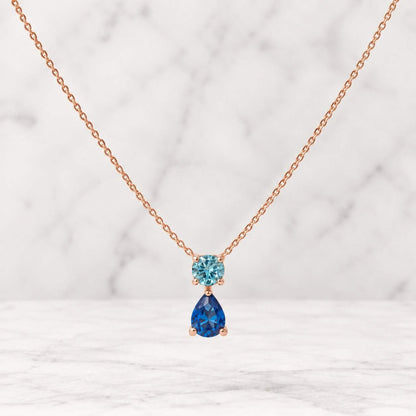 14K Solid Gold Aquamarine Necklace, Aquamarine Necklace, March Birthstone Necklace, Aquamarine Gold Neckace, Aquamarine Charm Necklace, 14K
