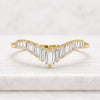 14K Gold Baguette Diamond Curved Wedding Band Stackable Engagement Ring