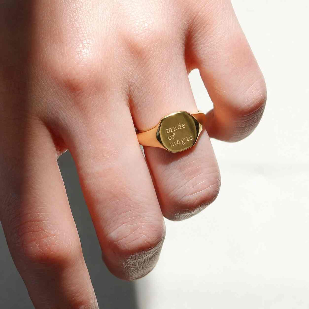14K Solid Gold Bar Signet Ring / Rectangle Pinky Ring for Women / Slim Engraved Name Ring / Personalized Jewelry / gift for her
