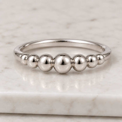 14K Solid Gold Beaded Stacking Ring / 1MM Dotted Band / Dainty Stackable Ring for Women / Minimalist Jewelry / gift for her
