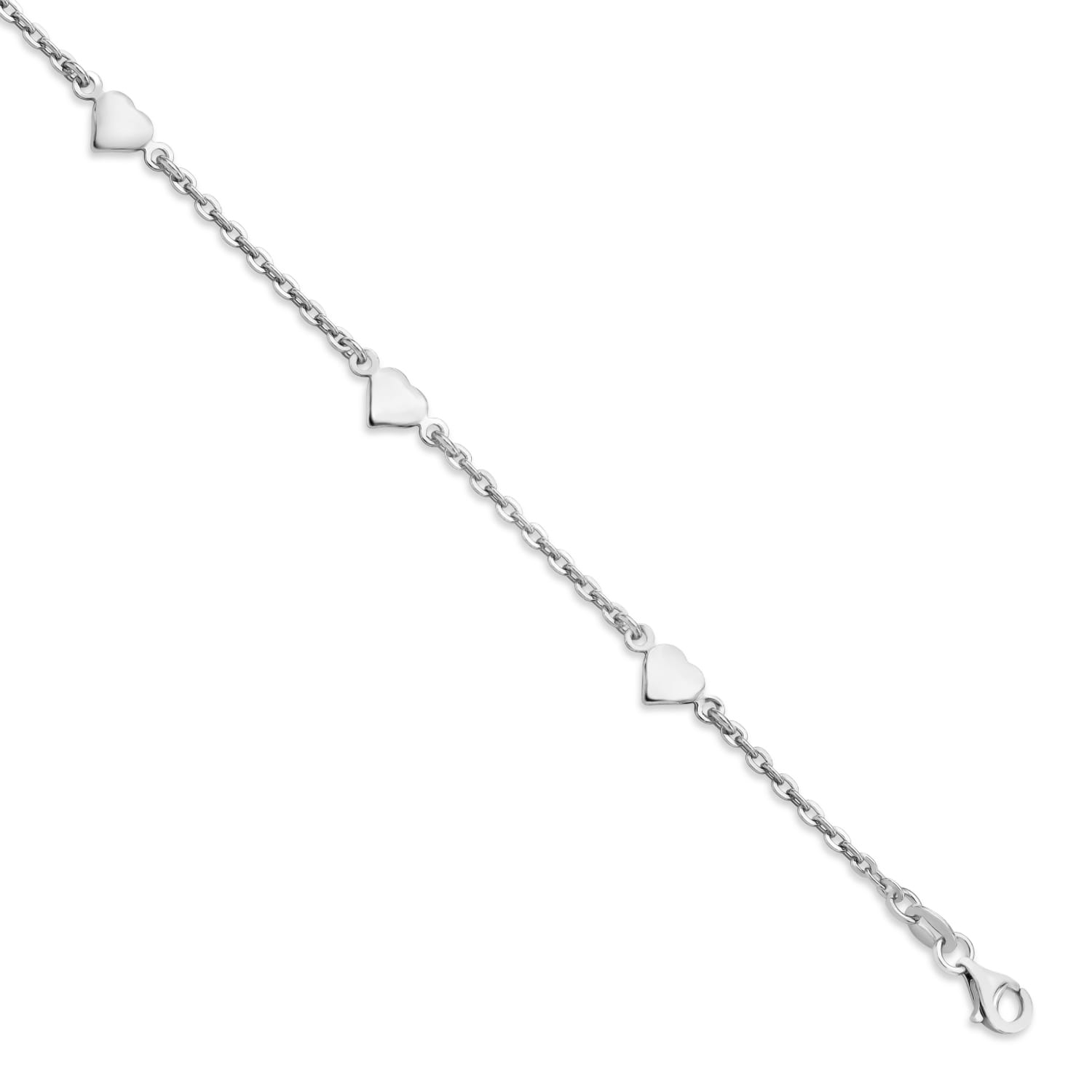 14K Solid Gold Beautiful Heart Station Anklet Bracelet