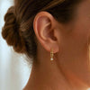 Round Cut Lab Grown Diamond Linked Cuban Chain Dangle Stud Earrings