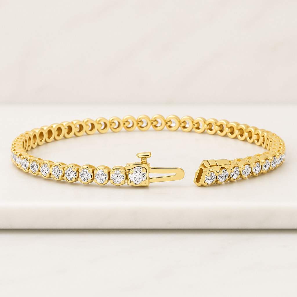 14K Solid Gold Bracelet CVD Diamond Stackable BraceletLab Grown Diamond Tennis Bracelet 14K Gold Bridal Wedding Bracelet