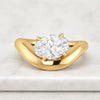 18K Solid Gold East West Oval Lab Grown Diamond wavy Engagement Ring