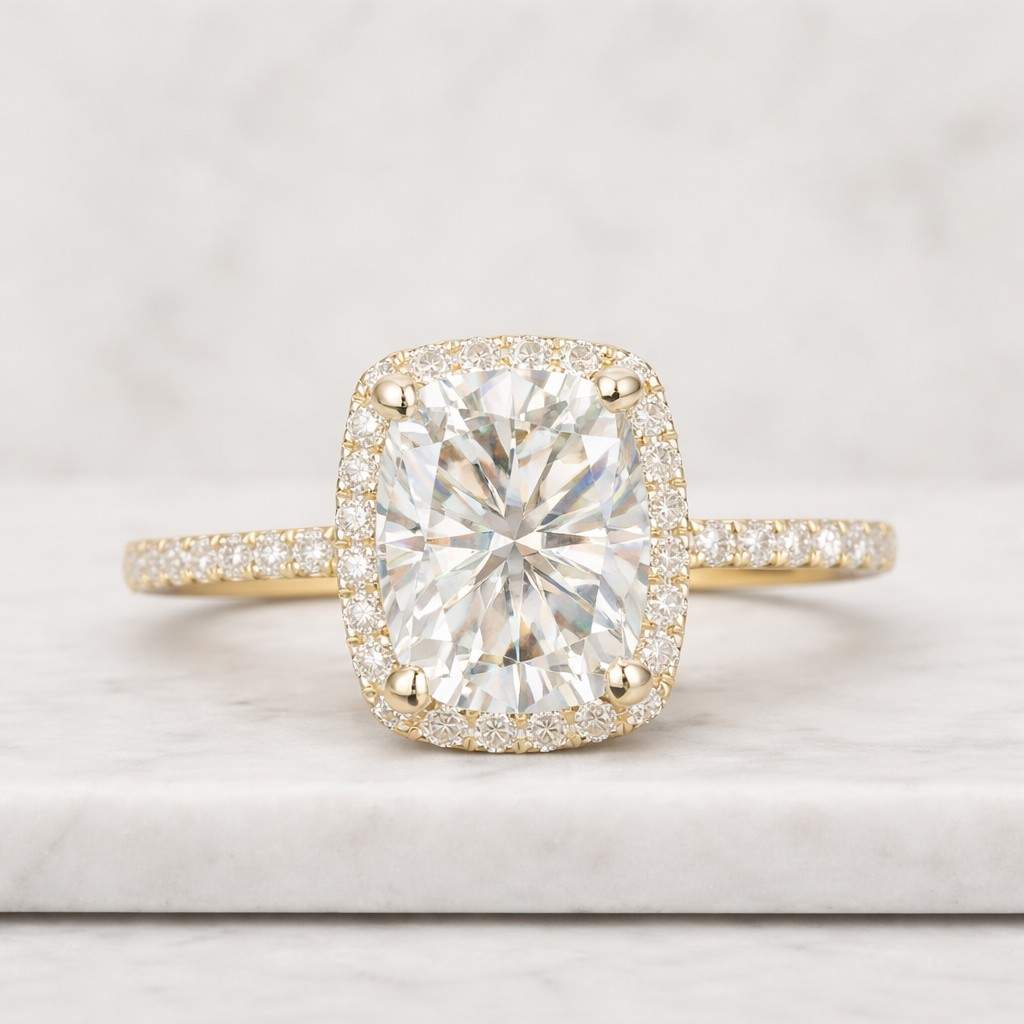 8.0mm cushion halo engagement ring, fancy diamond ring, anniversary ring gift for her, promise ring, bridal ring
