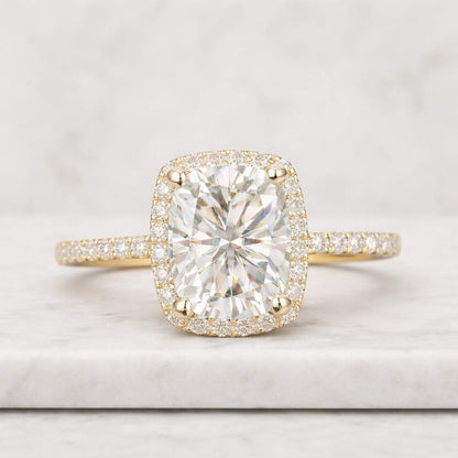 8.0mm Cushion Halo Engagement Ring, Fancy Diamond Ring, Anniversary Ring Gift for Her, Promise Ring, Bridal Ring
