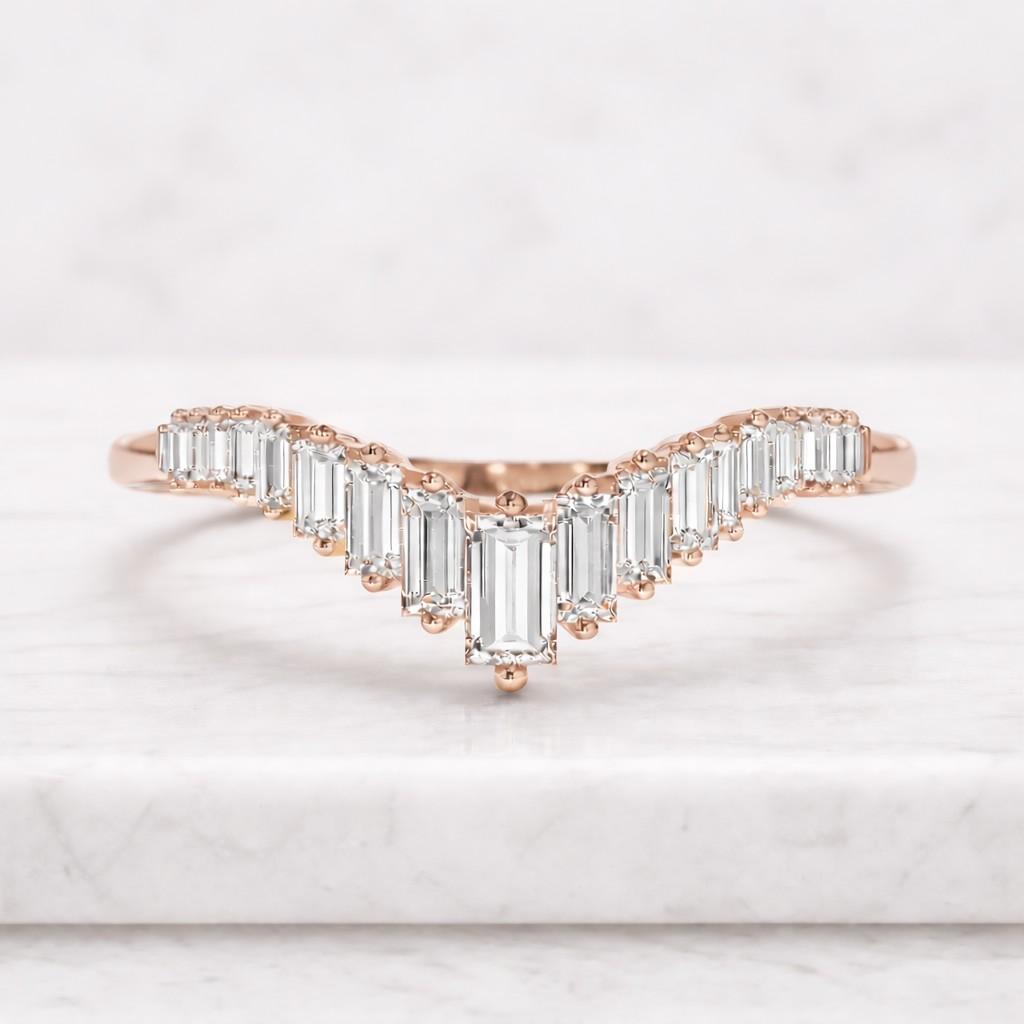 14k solid gold contour stacking ring