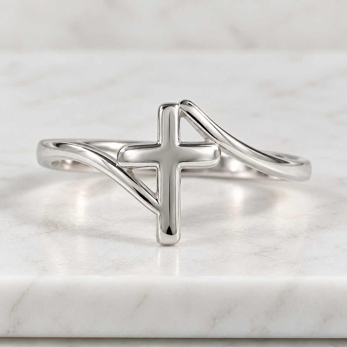 Elegant Cross Ring, 14K Solid Gold Cross Ring, 925 Sterling Silver Cross Ring, Christmas Gift, Valentine's Day Gift, Mother's Day Gift
