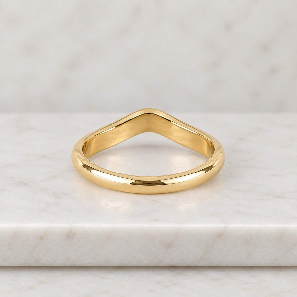 14K Solid Gold Curved Wedding Band – Simple Stackable Ring, Dainty Contour Ring for Women, Minimalist Wave Band, Anniversary Gift for Her
