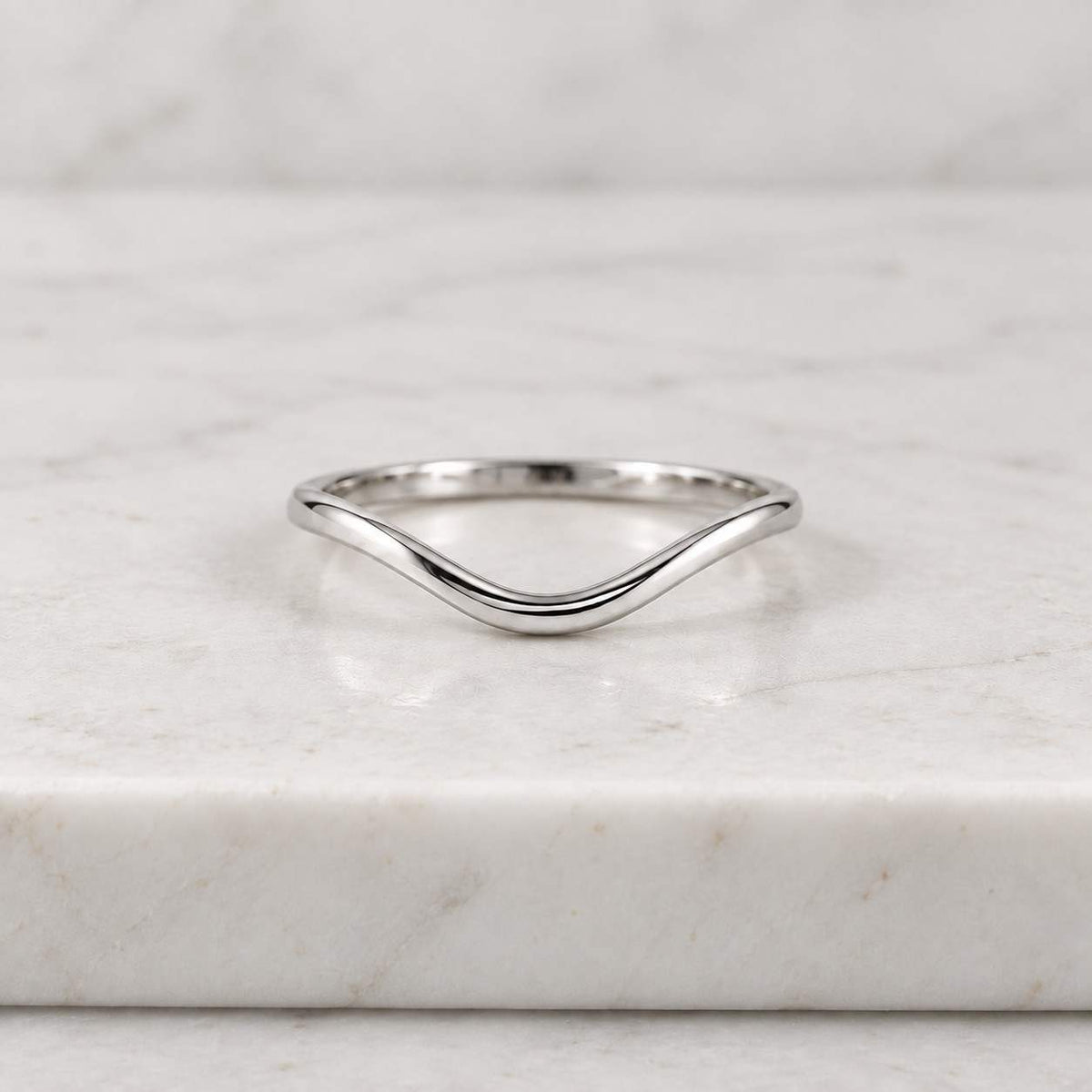 14K Solid Gold Curved Wedding Band for Women Deep Wave Contour Ring Enhancer Solitaire

