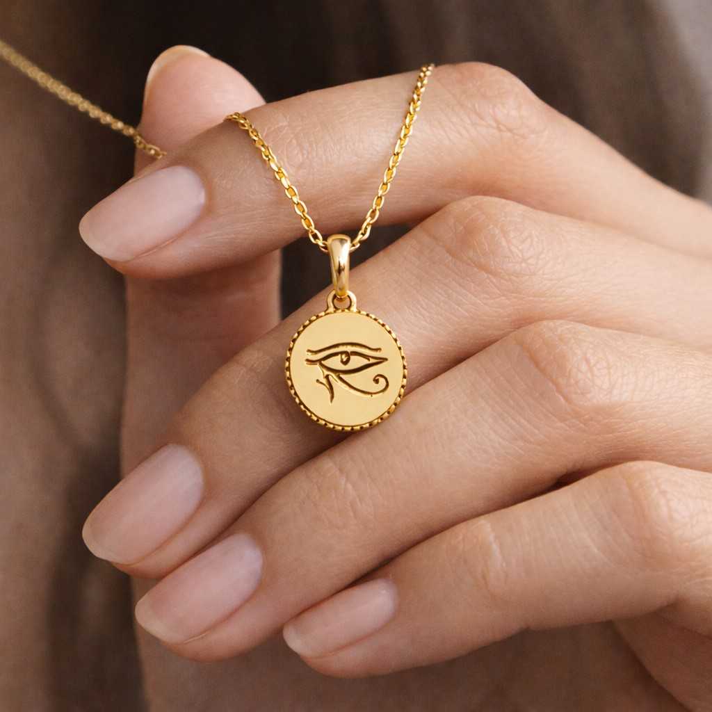 eye of horus silver necklace, 14k gold plated eye of horus pendant jewelry gift for wife girlfriend mom, egyptian momprotection gift
