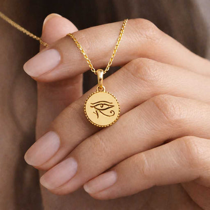 Eye of Horus Silver Necklace, 14K Gold Plated Eye of Horus Pendant Jewelry Gift for Wife Girlfriend Mom, Egyptian MomProtection Gift
