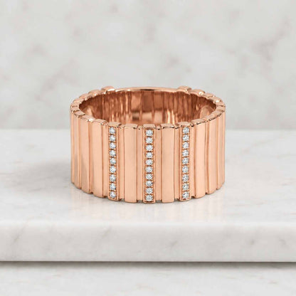 14K Solid Gold Diamond Cluster Wedding Band