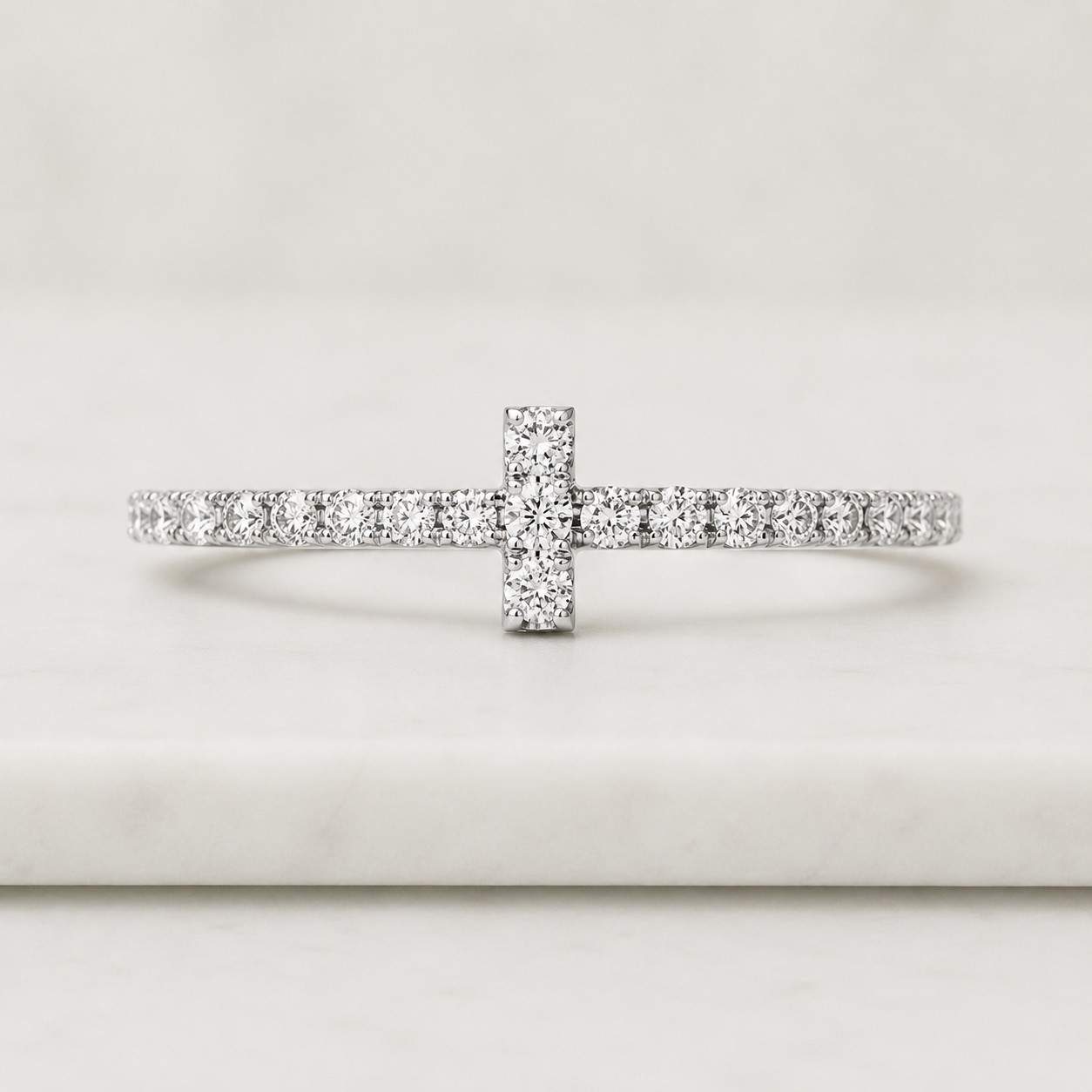 14k solid gold diamond cross ring, religious promise jewelry
