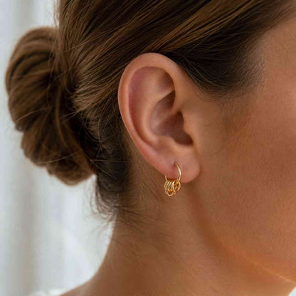 14K Solid Gold Diamond Cut Clicker, Orbital Seamless Huggie Rings, Cartilage Conch Faceted Helix Hoop 16g Piercings, Multi Size Earring