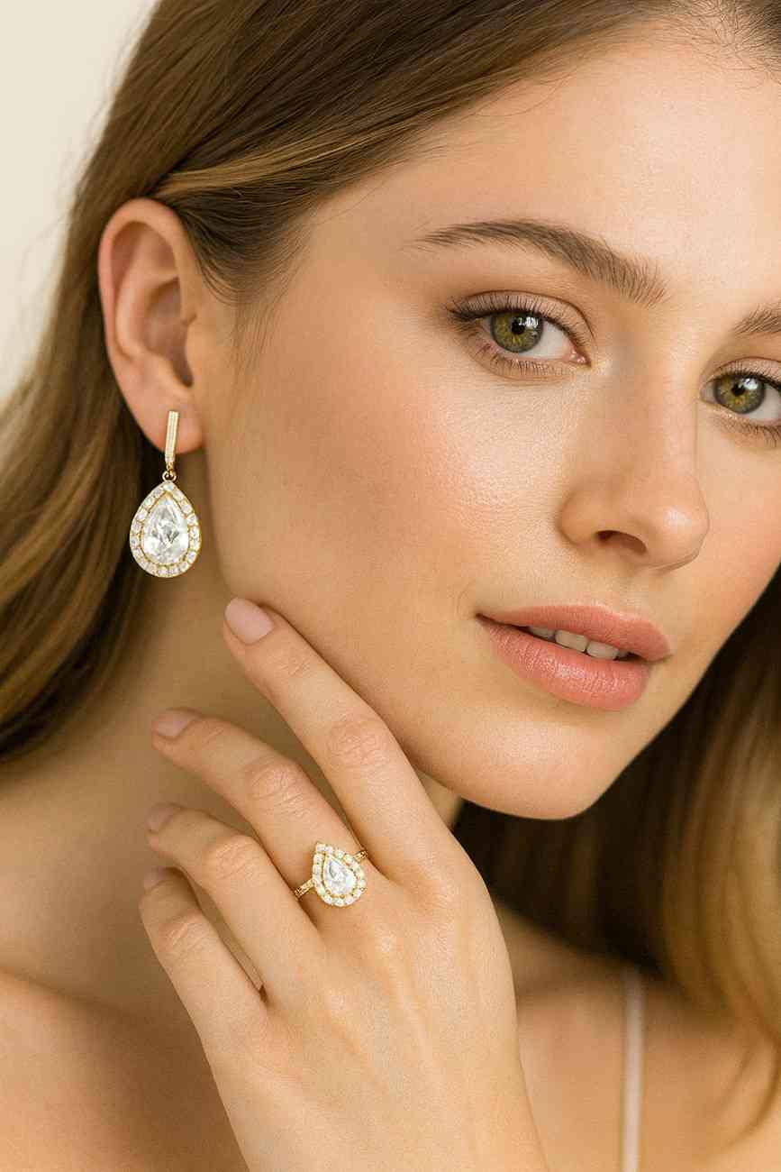 14k solid gold earrings cvd diamond tear drop dangle earrings