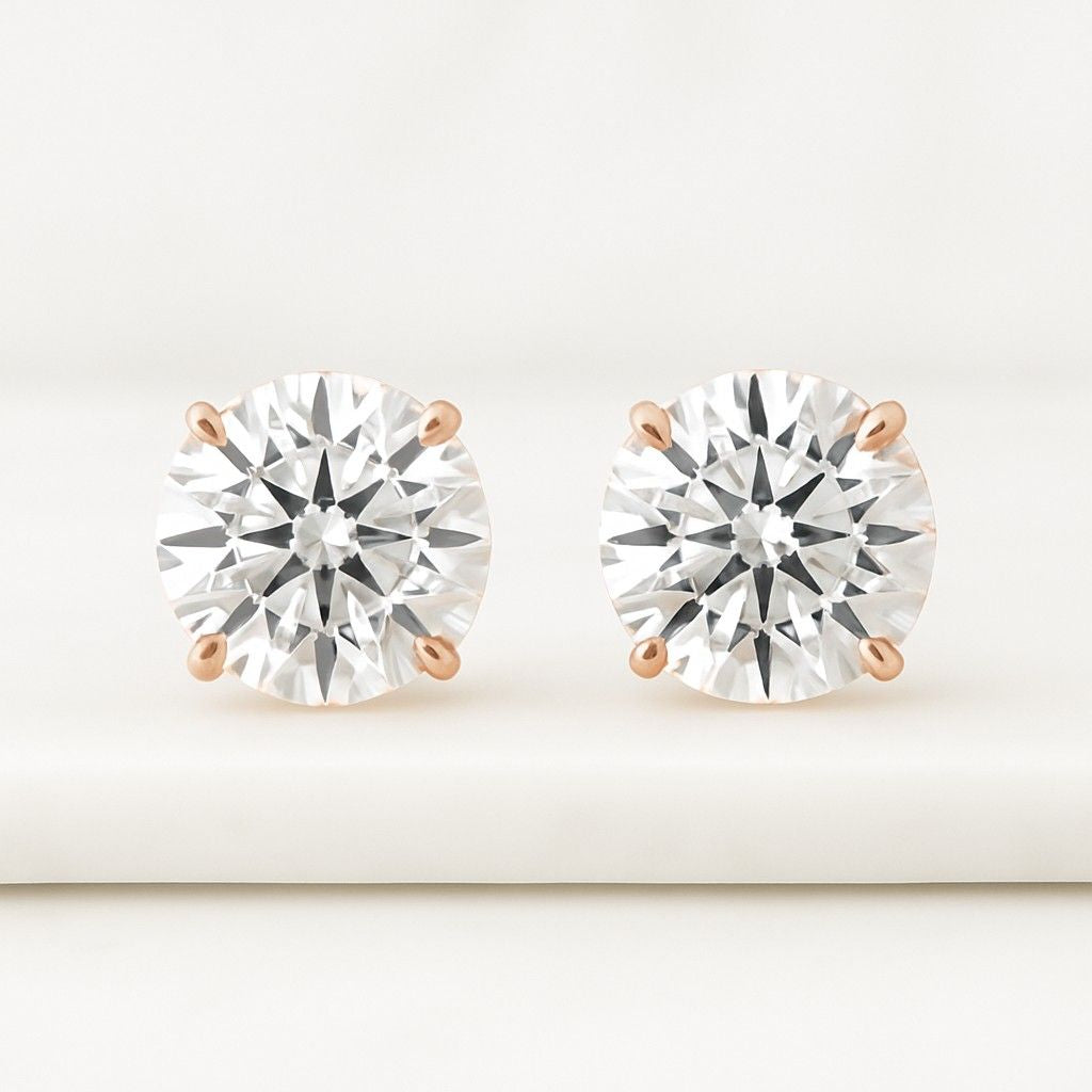 14K Solid Gold Earrings Screw Back Diamond Bridal Earrings