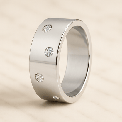 14K Solid Gold Engagement Band  Hand Made Diamond Anniversary Band