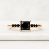 Black Princess Cut Lab Grown Diamond Pave Engagement Ring
