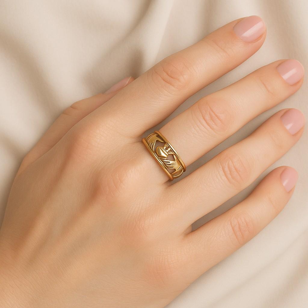 14k solid gold filigree ring for women elegant floral cutout band romantic statement ring gift for her birthday anniversary jewelry