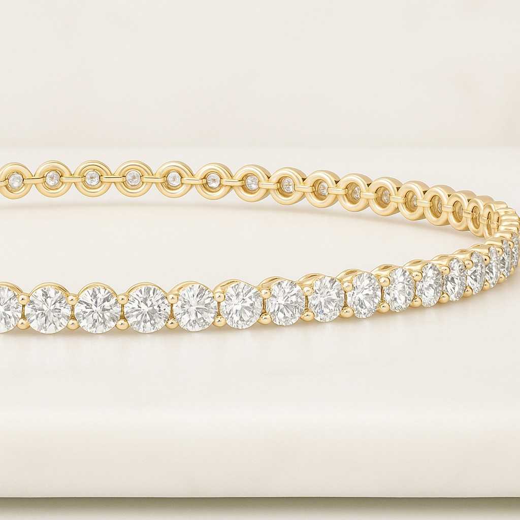 14K Solid Gold Hand Made Diamond Wedding Bracelet
