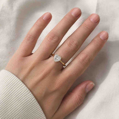 14K Solid Gold Heart Cut Lab Grown Diamond Ring: IGI Certified Solitaire Engagement Ring, Proposal Ring