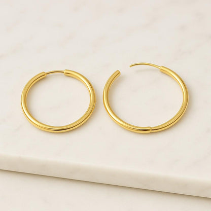 14K Solid Gold Hinged Clicker Hoop Huggie hoop