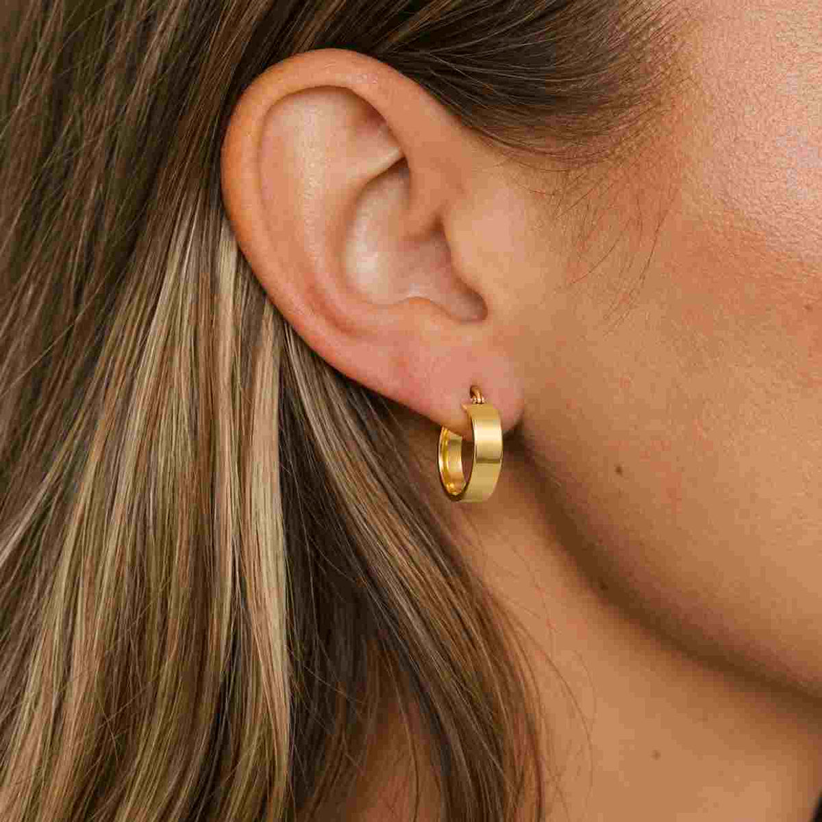 14k solid gold hoop earrings, large classic gold hoops for women, minimalist high polish circular earrings, lightweight fine jewelry gift
