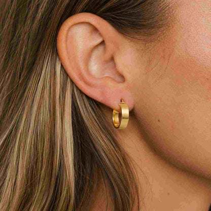 14K Solid Gold Hoop Earrings, Large Classic Gold Hoops for Women, Minimalist High Polish Circular Earrings, Lightweight Fine Jewelry Gift
