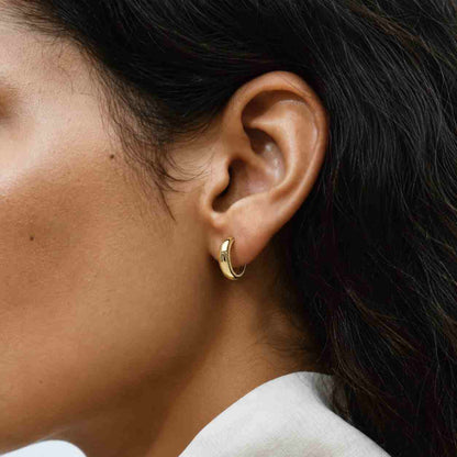 14K Solid Gold Hoop Earrings, Real Gold Small Hoop Earrings, Minimalist Everyday Hoops, Lightweight Click Top Huggie Earrings
