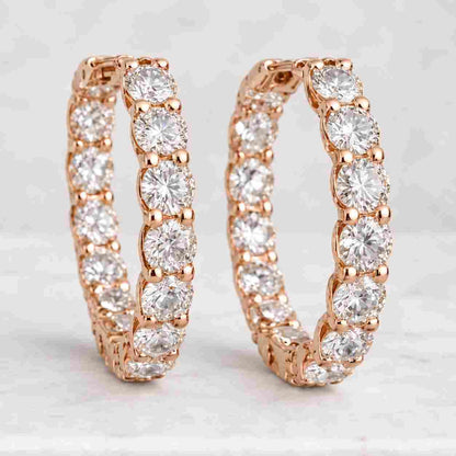 14K Solid Gold Huggie Hoop Earrings, Bezel Set Lab Grown Diamond Huggie Earrings, Moissanite Chunky Hoops, Classic Jewelry Gift for Her
