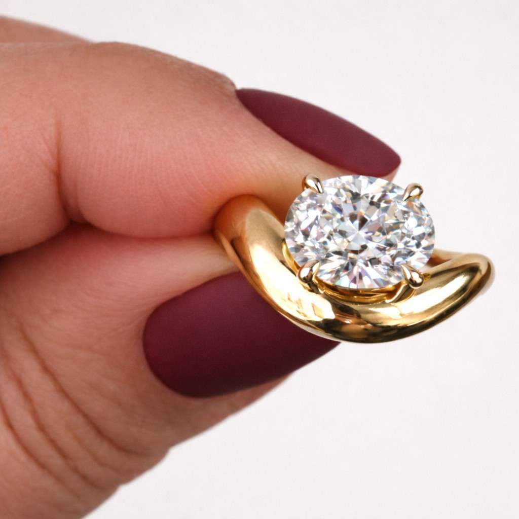 14K Solid Gold Infinity Diamond Ring – Dainty Bezel Set Stacking Band for Women
