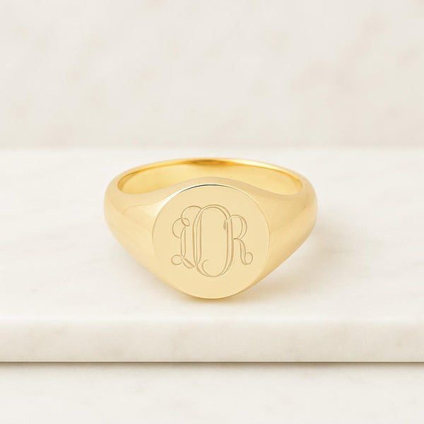 14K Solid Gold Initial Ring Letter Ring Personelized Gold Ring