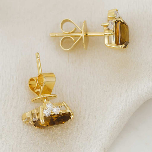 14K Solid Gold Kite Shape Moonstone Earring