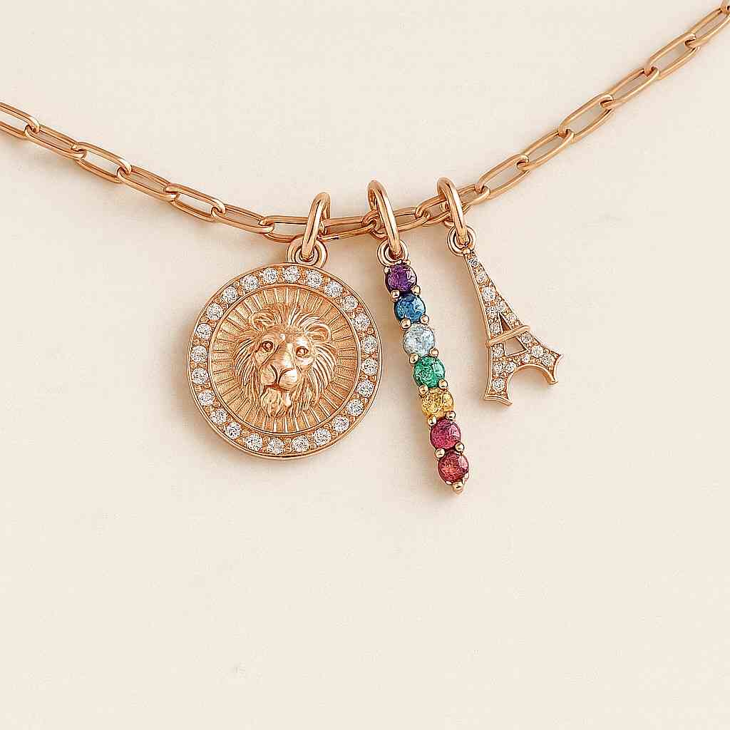 14K Solid Gold Lion Medallion Necklace Regal Leo Zodiac Pendant