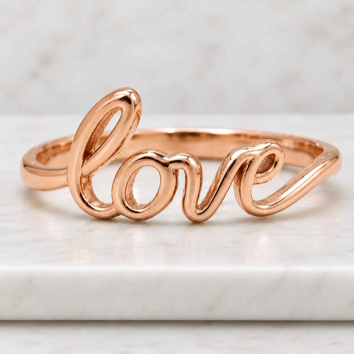 14k solid gold love ring, script love jewelry, dainty love rings, stackable rings, minimalist cursive ring, wedding band, statement ring
