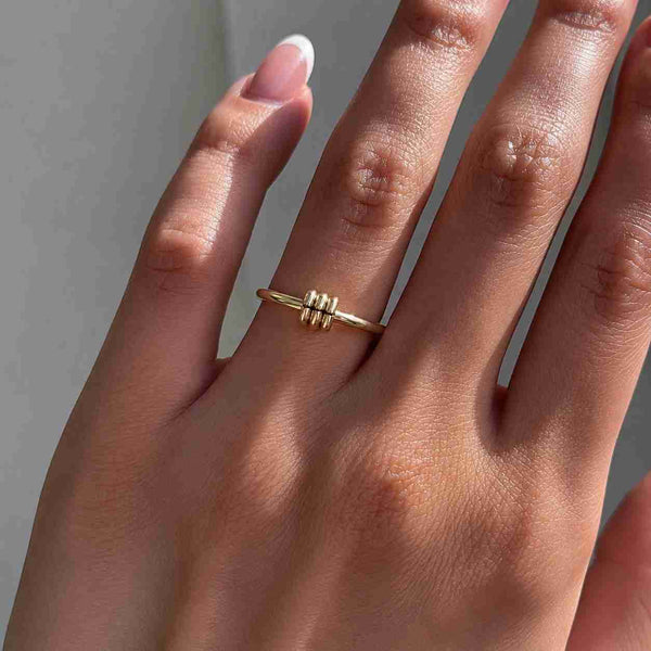 14K Solid Gold Mariner Link Chain Ring: Stackable Band
